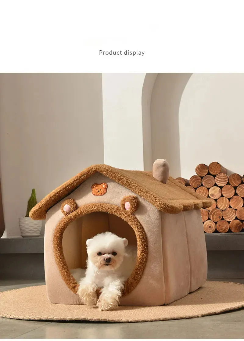 Foldable Winter Warm Dog House Kennel Bed