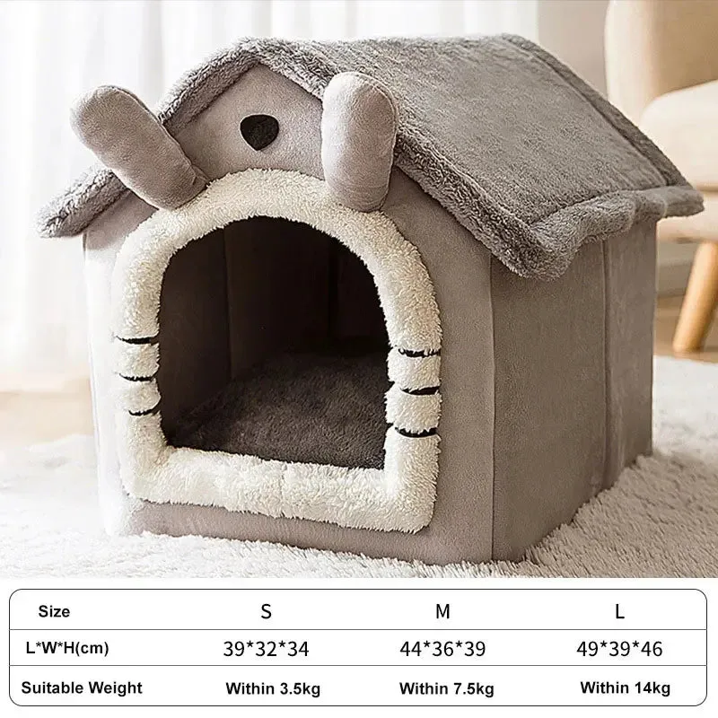 Foldable Winter Warm Dog House Kennel Bed