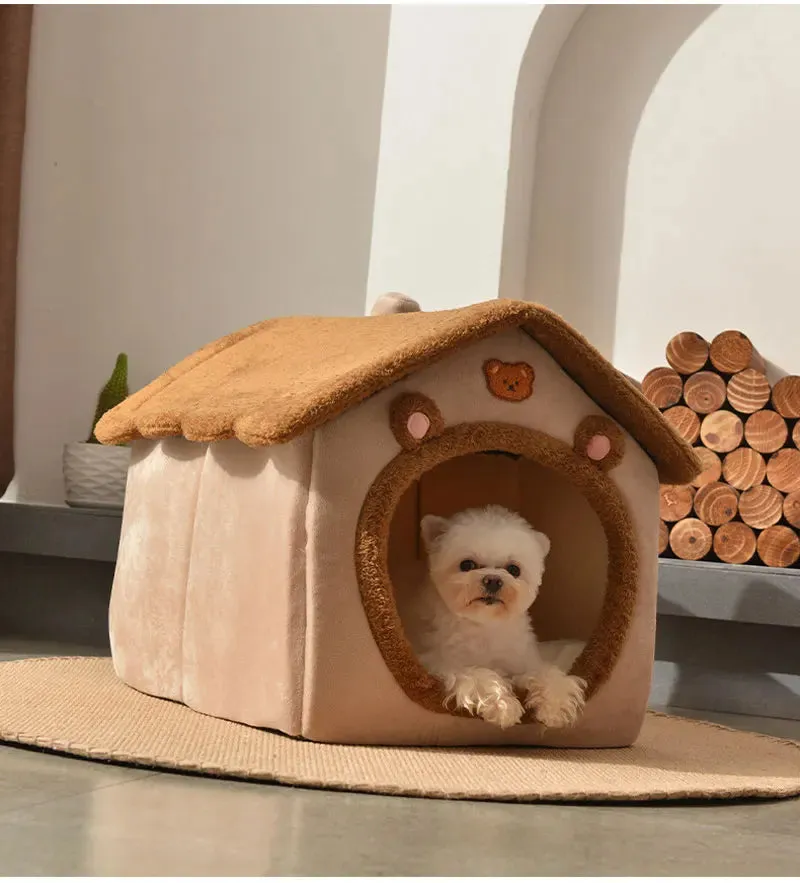 Foldable Winter Warm Dog House Kennel Bed