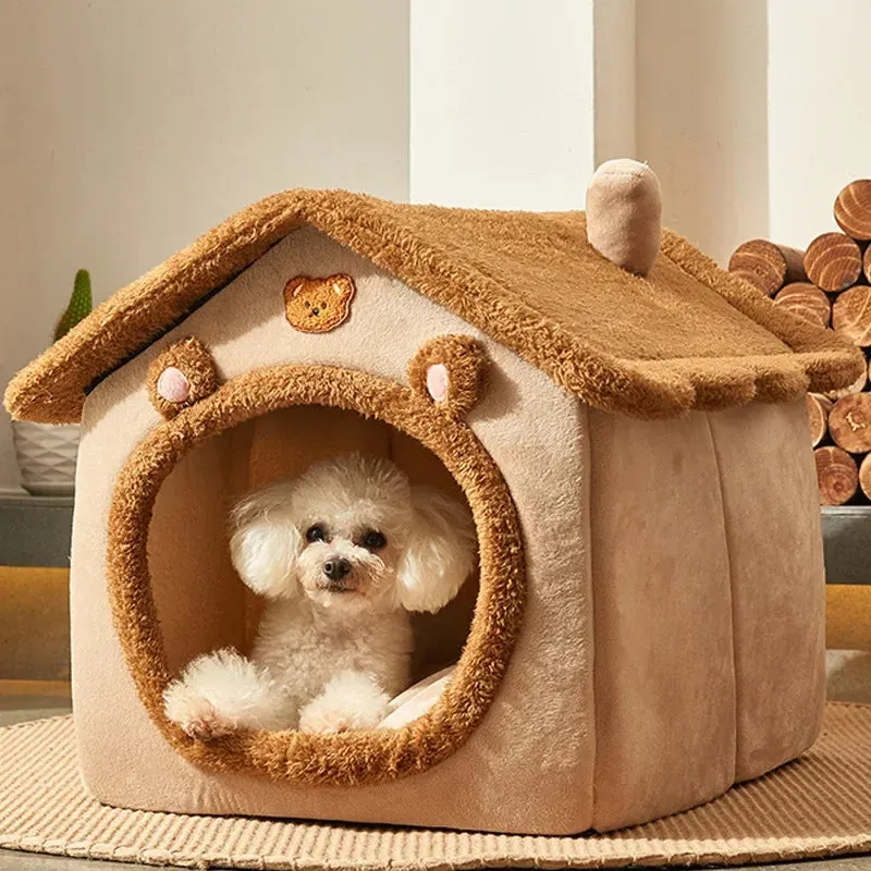 Foldable Winter Warm Dog House Kennel Bed