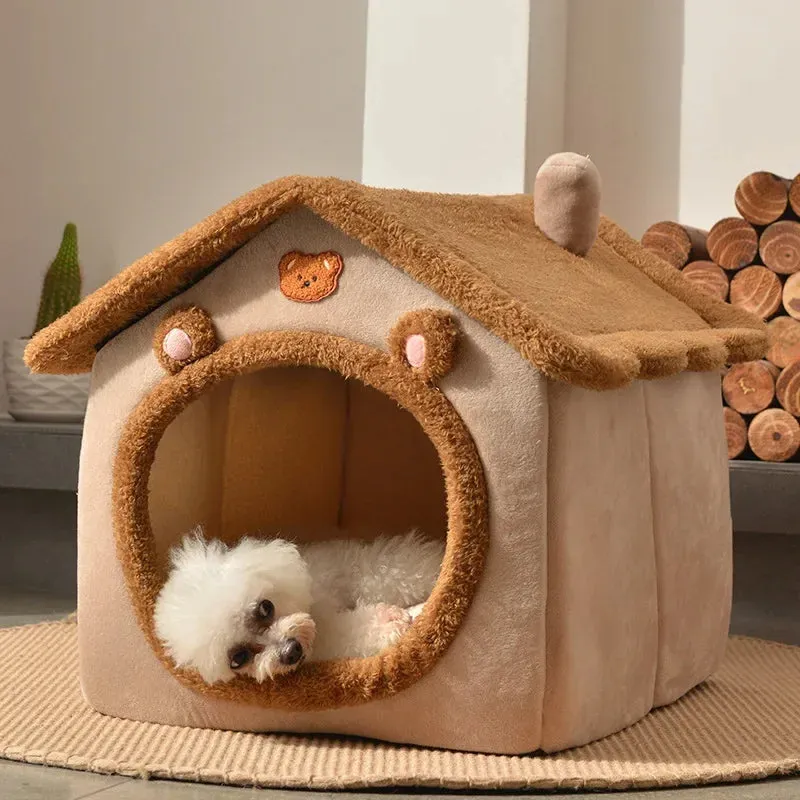 Foldable Winter Warm Dog House Kennel Bed
