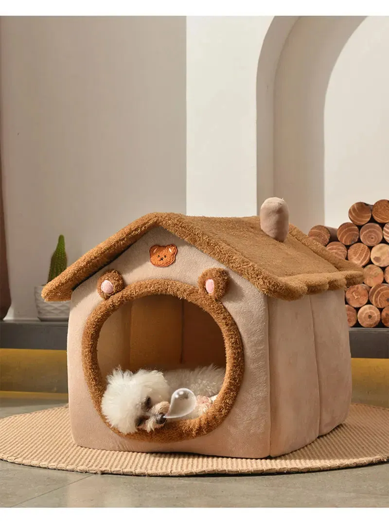 Foldable Winter Warm Dog House Kennel Bed