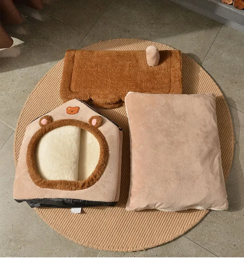 Foldable Winter Warm Dog House Kennel Bed