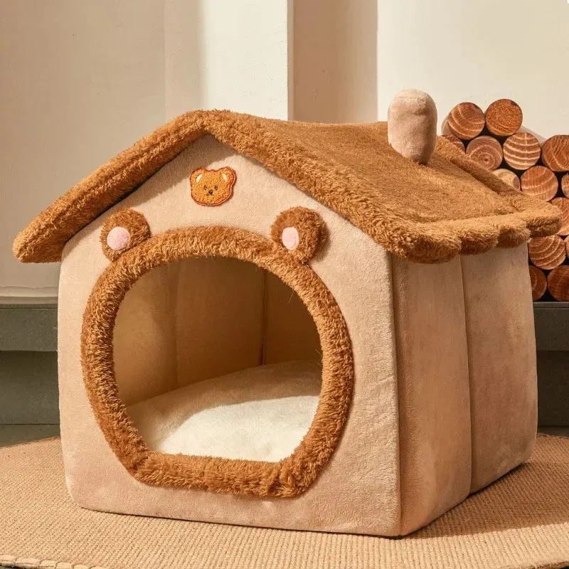 Foldable Winter Warm Dog House Kennel Bed
