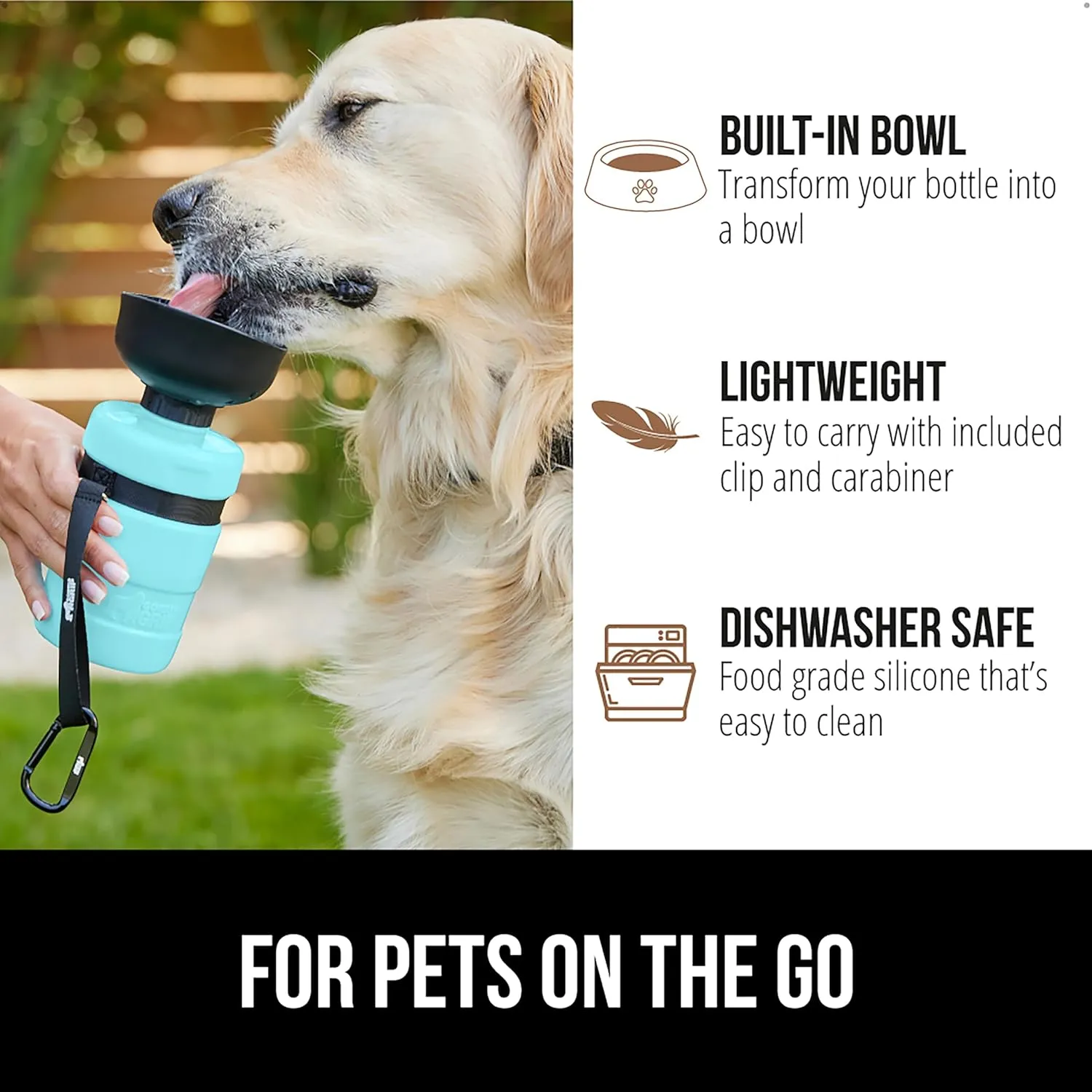 GORILLA GRIP Dog Water Bottle, Portable Water Bowl Dispenser for Dogs, 20 oz Leak Proof Pet Travel Squeeze Bottles, Food Grade Silicone, Puppy Essentials, Hiking Camping Trip Accessories, Turquoise
