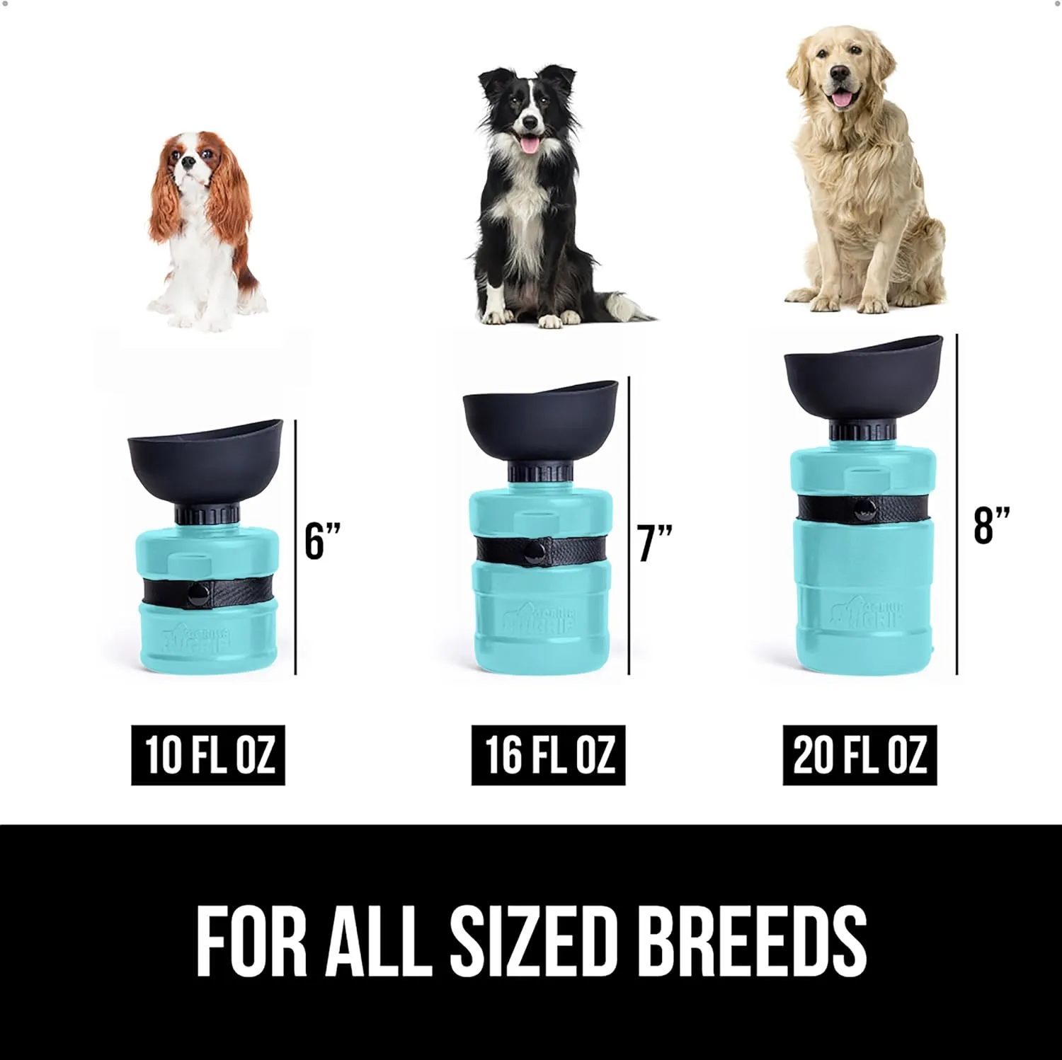 GORILLA GRIP Dog Water Bottle, Portable Water Bowl Dispenser for Dogs, 20 oz Leak Proof Pet Travel Squeeze Bottles, Food Grade Silicone, Puppy Essentials, Hiking Camping Trip Accessories, Turquoise