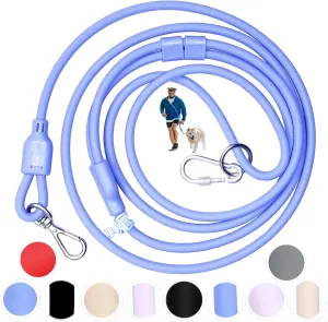 Hands Free Dog Leash Crossbody & Waist Leash for Dog Walking, 9-in-1 Waterproof Adjustable Puppy Collar and Pet Set No Pull Dog Harness for Large 20-120lb, Blue