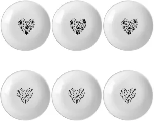 Homaisson 6 Pcs Cat Food Bowls, Whisker Friendly Ceramic Cats Bowls, Shallow Kitten Food Bowl, Heart Cat Plates, Easy to Clean, Ideal for Cats and Small Dogs, Two Patterns