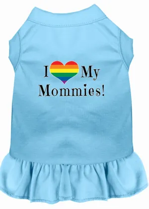 I Heart My Mommies Screen Print Dog Dress Baby Blue Sm