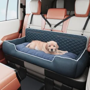 Large high Back Bench Dog Car Booster Seat with Thick Cushion Washable Safety Tethers Storage Pocket Only for Car Back Seat for Medium/Large Dogs up to 100 lbs