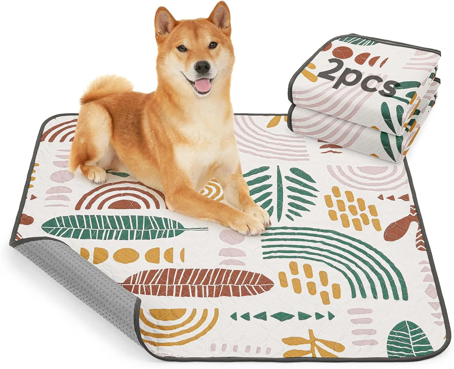 LOOBANI Washable Pee Pads for Dogs: 2-Pack Super Absorbent Reusable Puppy Pads, 100% Waterproof and Non-Slip Whelping Pads for Potty Training, Playpens, Crates, Floors, Beds, and Couches, 36x41 in
