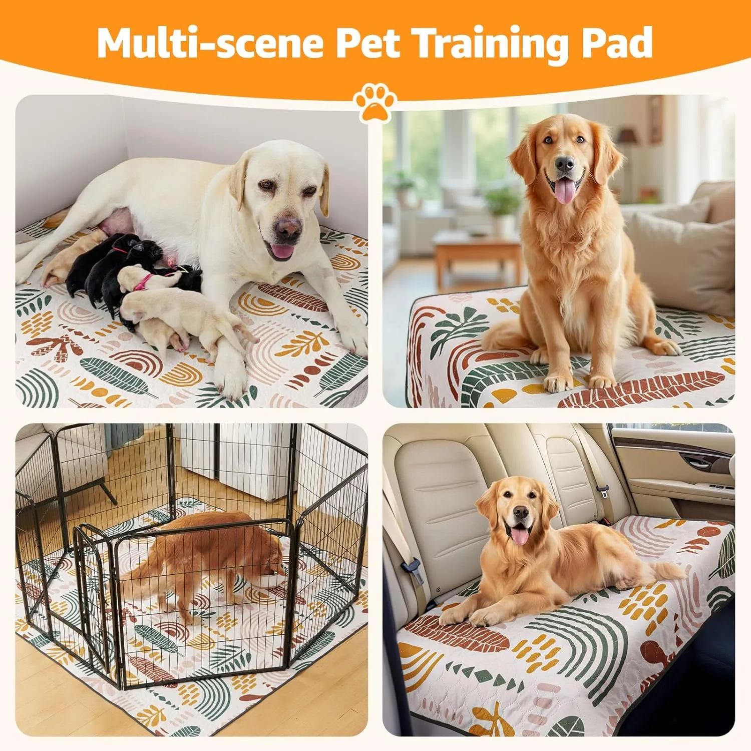 LOOBANI Washable Pee Pads for Dogs: 2-Pack Super Absorbent Reusable Puppy Pads, 100% Waterproof and Non-Slip Whelping Pads for Potty Training, Playpens, Crates, Floors, Beds, and Couches, 36x41 in
