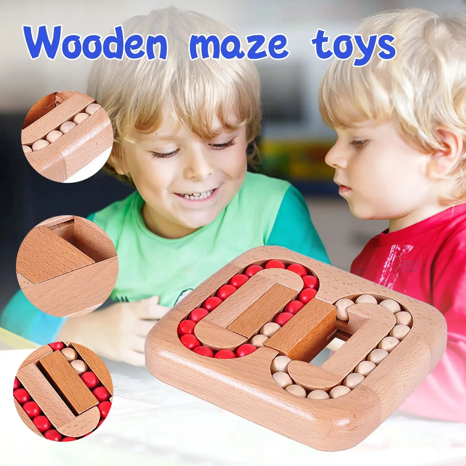 Magic Bean Rotating Brain Teaser Finger Wooden Puzzle Toy,Boys Girls Handheld Spinner Stress Anxiety Relief Ball Game Sensory Toys,Gift for Kids Ages 3 above Easter Christmas Birthday New Year