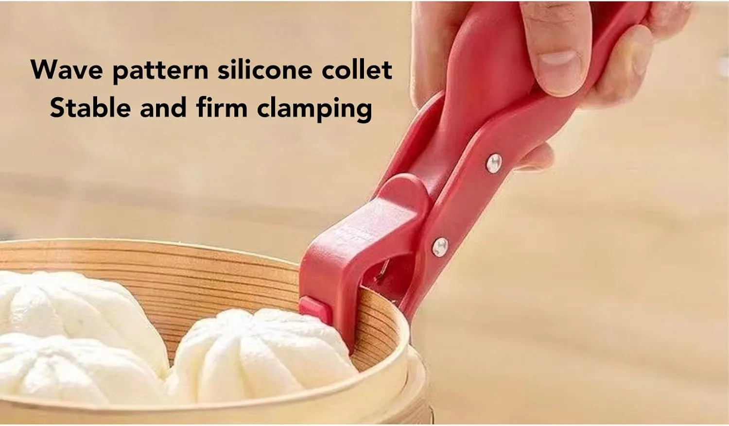 NEW Anti Scalding Bowl Gripper, Multifunction Single Hand Use Portable Hot Plate Gripper Clips Heat Resistant Stable Plastic Prevent Slip for Kitchen (Red)