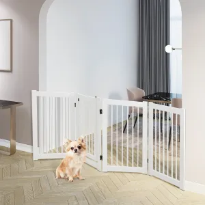 NNECW 4 Panel Folding Dog Fence with Walk Through Door-White
