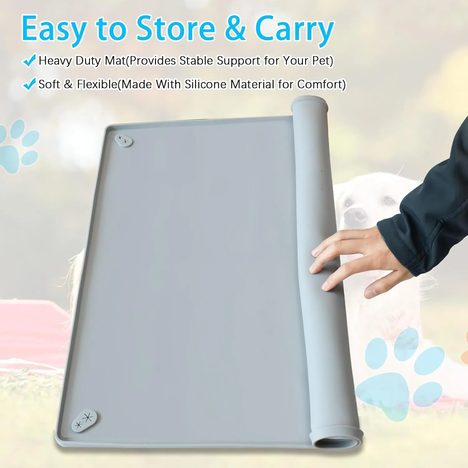 Pee Pad Holder for Dogs, 24"X24" Puppy Pad Holder with Raised Edge, Non-Slip Silicone Mat & Leak-Proof Dog Pee Tray for Floor Protection, Puppy Potty Training Pad Tray