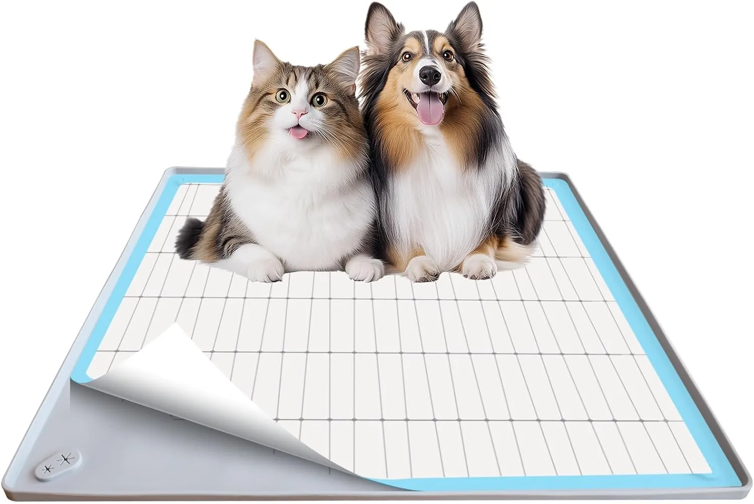 Pee Pad Holder for Dogs, 24"X24" Puppy Pad Holder with Raised Edge, Non-Slip Silicone Mat & Leak-Proof Dog Pee Tray for Floor Protection, Puppy Potty Training Pad Tray