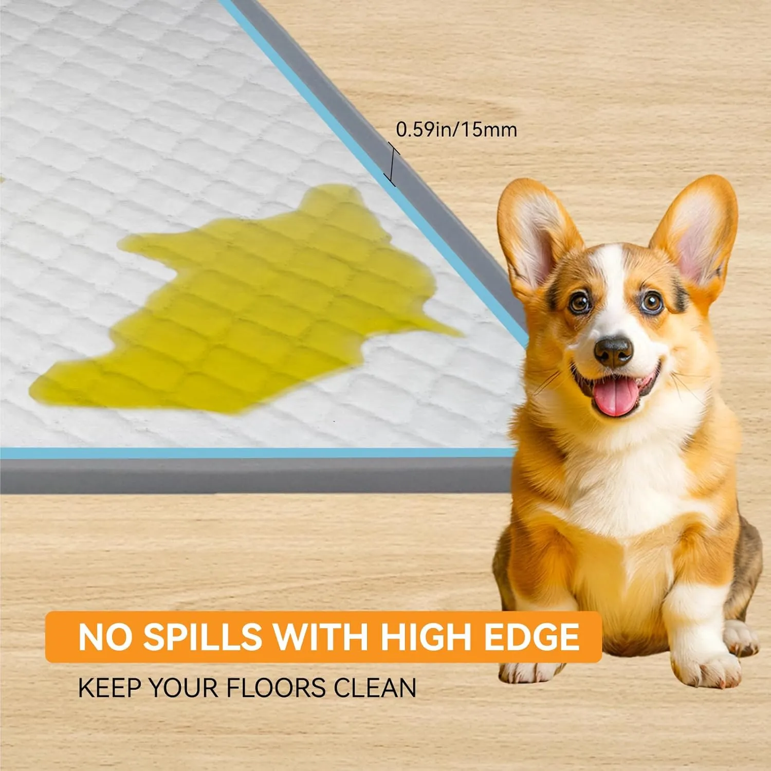 Pee Pad Holder for Dogs, 24"X24" Puppy Pad Holder with Raised Edge, Non-Slip Silicone Mat & Leak-Proof Dog Pee Tray for Floor Protection, Puppy Potty Training Pad Tray