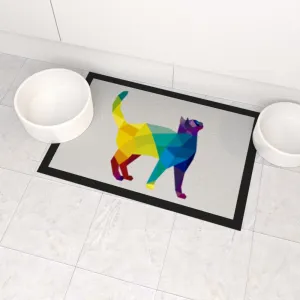 Pet Bowl Mats - Geometric Cat