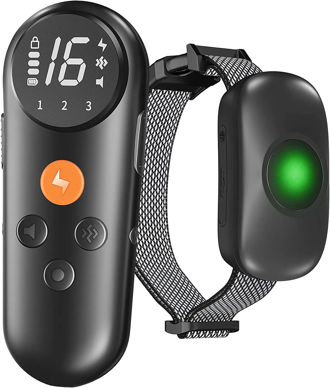 Pet Life ®  Ellipse LED 1-to-3 Dog 550-Yard Range 16-Level Vibration Sound and Stimulation Training Dog Collar Additional Receiver - Black