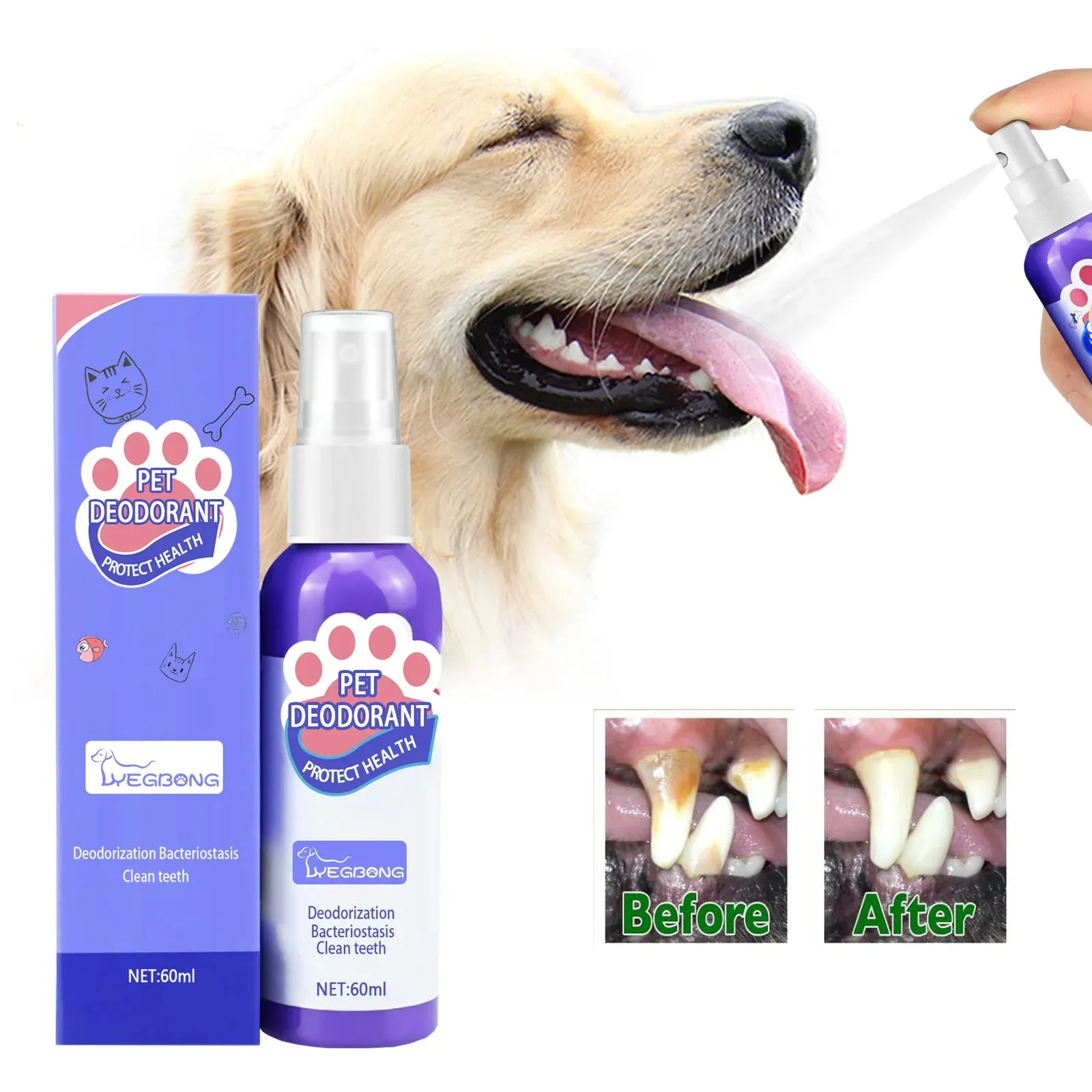 Pet Oral Cleanse Spray Mouth Fresh Whitening Teeth Deodorant Prevent Calculus Dental Plaque Removal Dogs Teeth Cleaning Spray