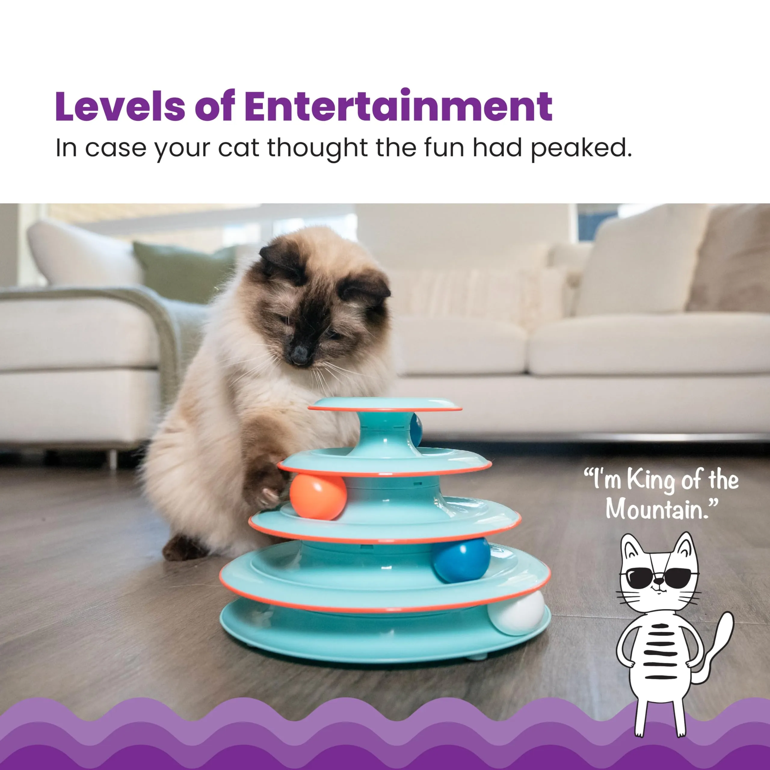 Petstages Tower of Tracks with Balls 3-Tiered Interactive Puzzle Cat Toy