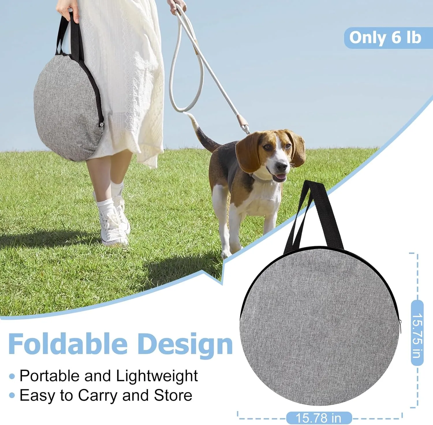 Portable Cat Playpen, Foldable Pet Dog Playpen, for Kitten Puppy Play Pen Indoor/Outdoor, Cats Enclosure Cages Tent with Carrying Case, 600D Oxford 8-Rods, 32"x24"x22", Grey