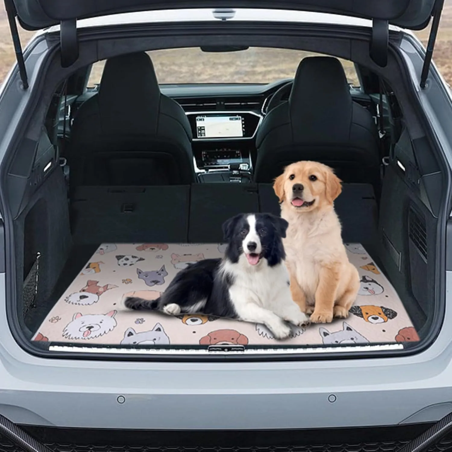 Puppy Playpen Mat Crate Pad, Reusable Dog Pee Pads Washable for Pet Training, Housebreaking, and Incontinence, Waterproof/Anti-Slip/Machine Washable (Woof woof, 38x38 Inch-2 Pack)