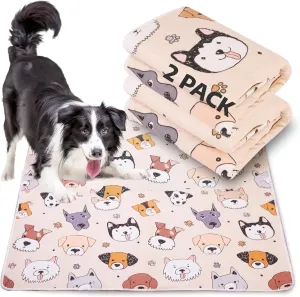 Puppy Playpen Mat Crate Pad, Reusable Dog Pee Pads Washable for Pet Training, Housebreaking, and Incontinence, Waterproof/Anti-Slip/Machine Washable (Woof woof, 38x38 Inch-2 Pack)