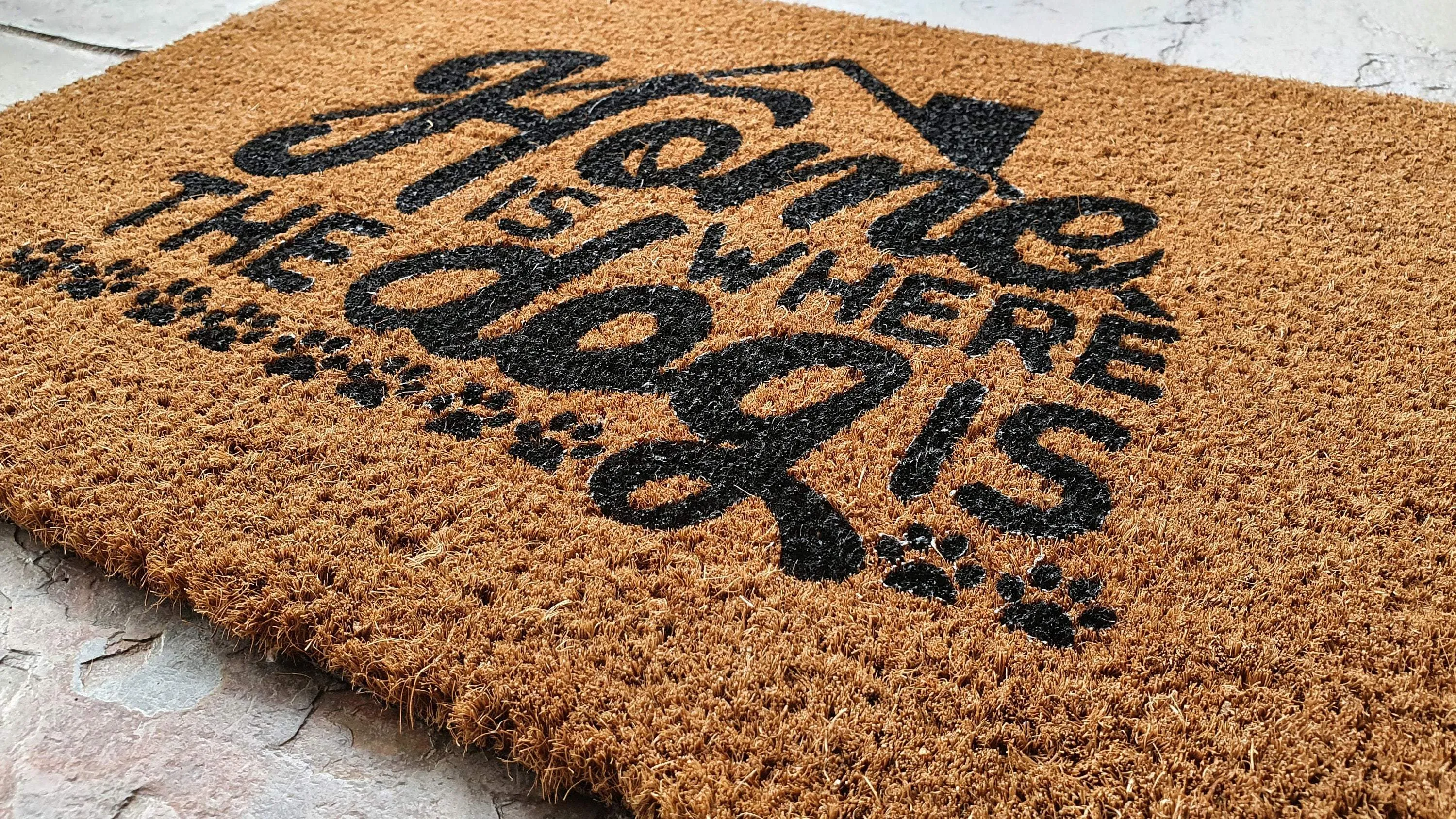 "Home is Where the Dog Is" Coir Dog Doormat