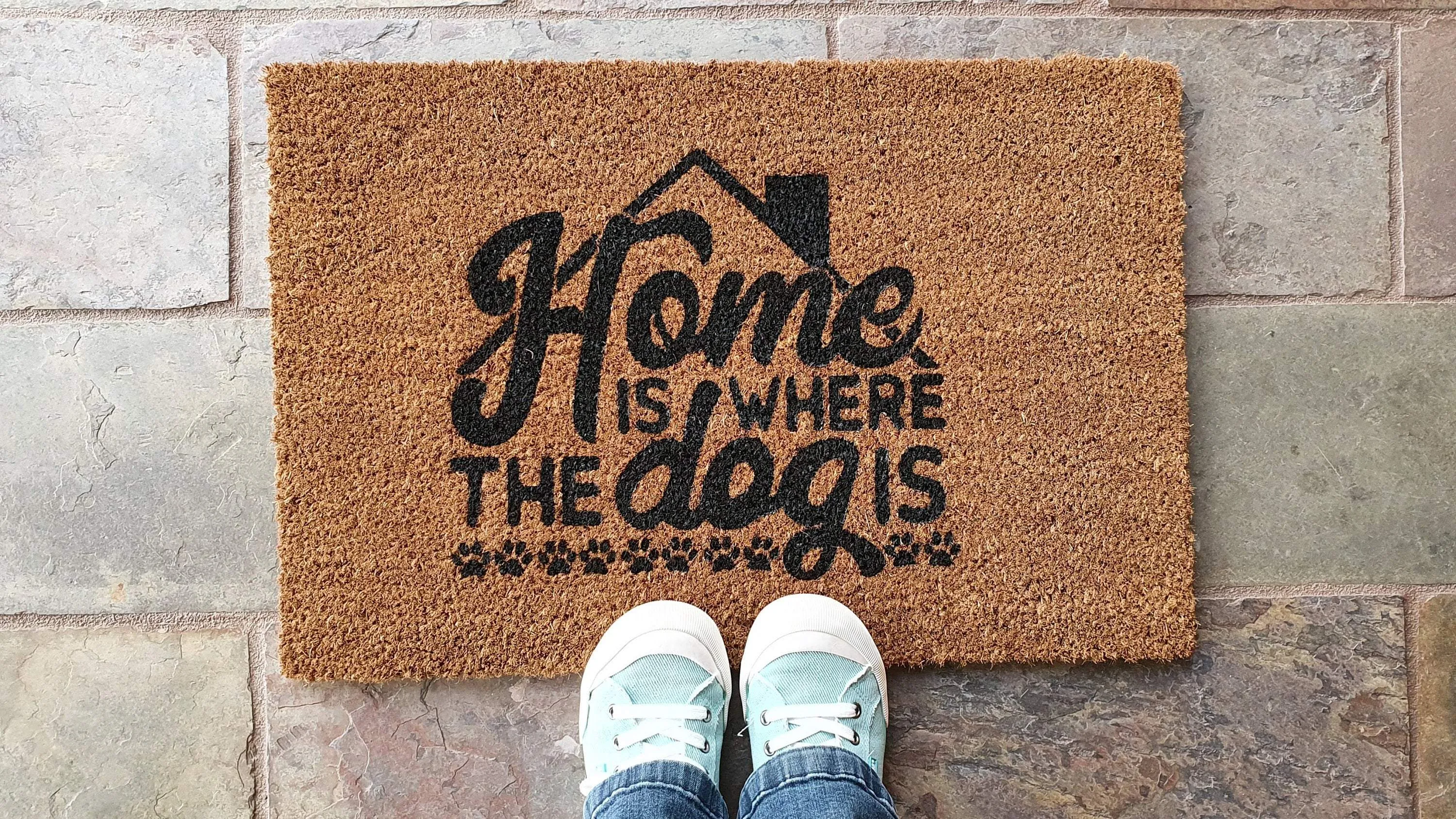 "Home is Where the Dog Is" Coir Dog Doormat