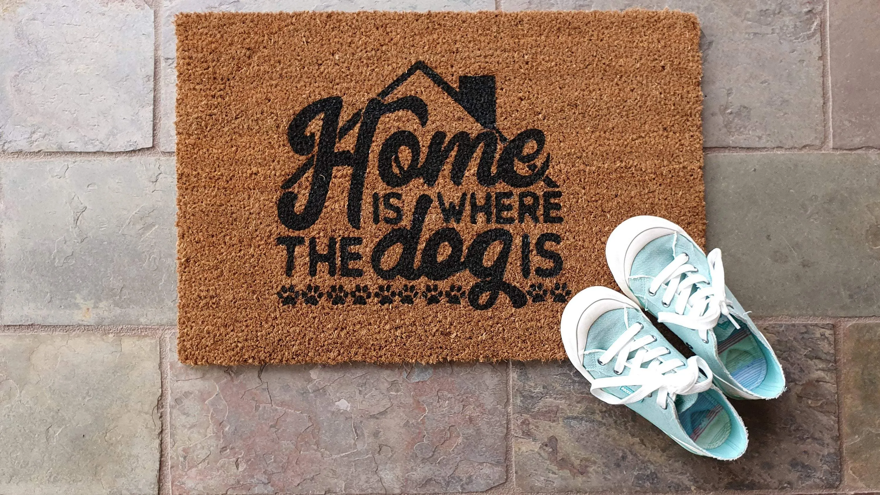"Home is Where the Dog Is" Coir Dog Doormat