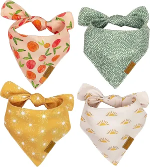 Remy Roo Small Spring Dog Bandanas - 4 Pack Katherine Set | Premium Durable Adjustable Polyester Fabric Dog Scarfs | Patented Shape Girl Dog Bandana, Trendy Patterns, Floral Dog Bandana