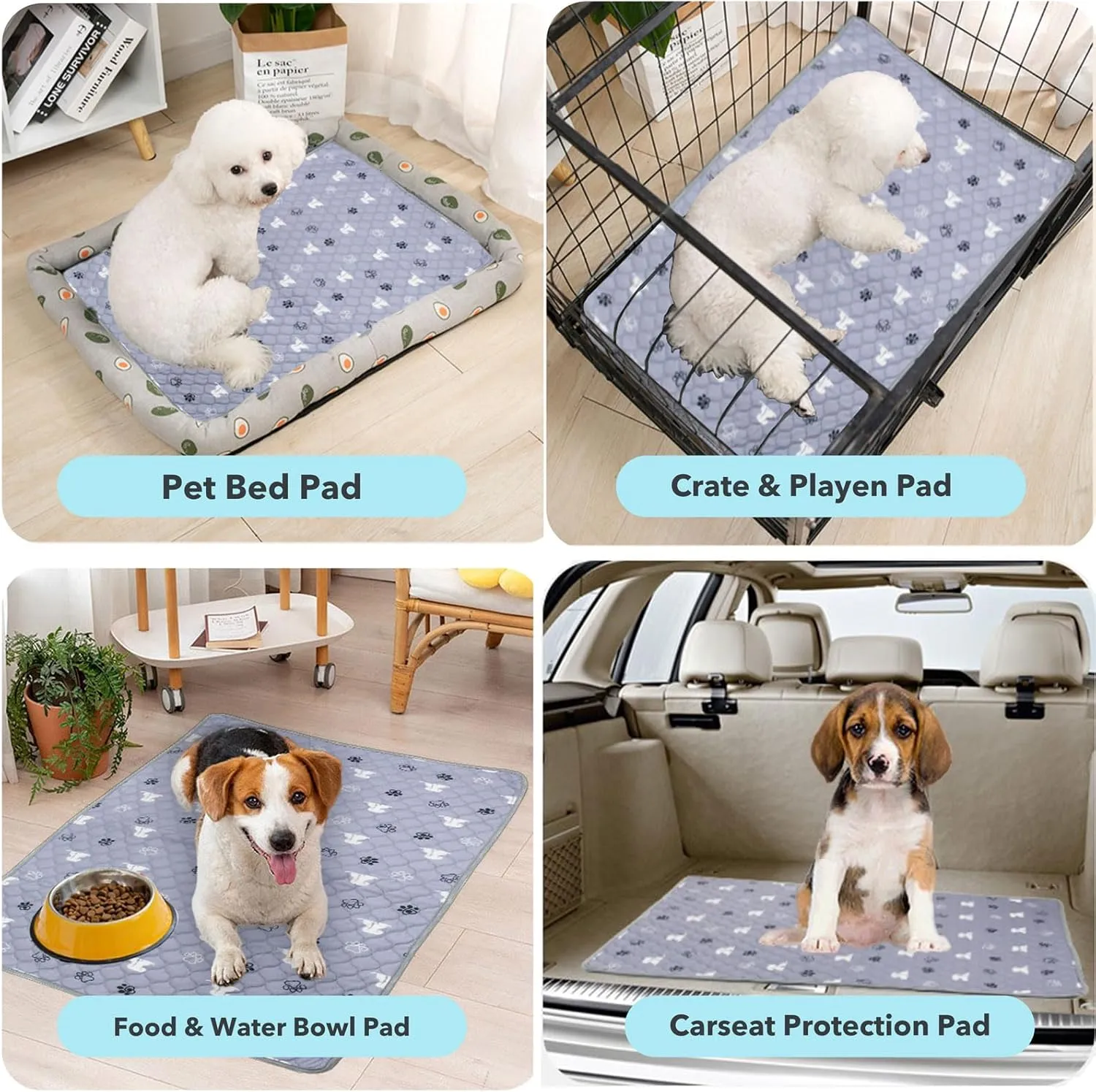 Reusable Potty Pads for Dogs - 2 Pack 18"x24" Washable Pee Pads Waterproof Puppy Pads with Non-Slip Backing, Super Absorbent & Leakproof Pet Training Pads for Potty, Crate, Playpen, Bed, Sofa