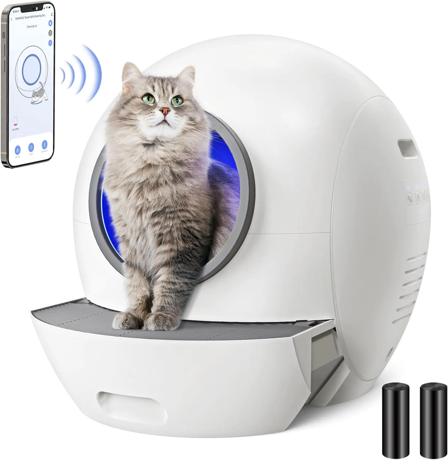 Self Cleaning Litter Box, LAGBY Automatic Cat Litter Box for Multiple Cats, Extra Large Robot Litter with Odor Removal, Safety Sensor Protection, APP Control Smart Kitty Box