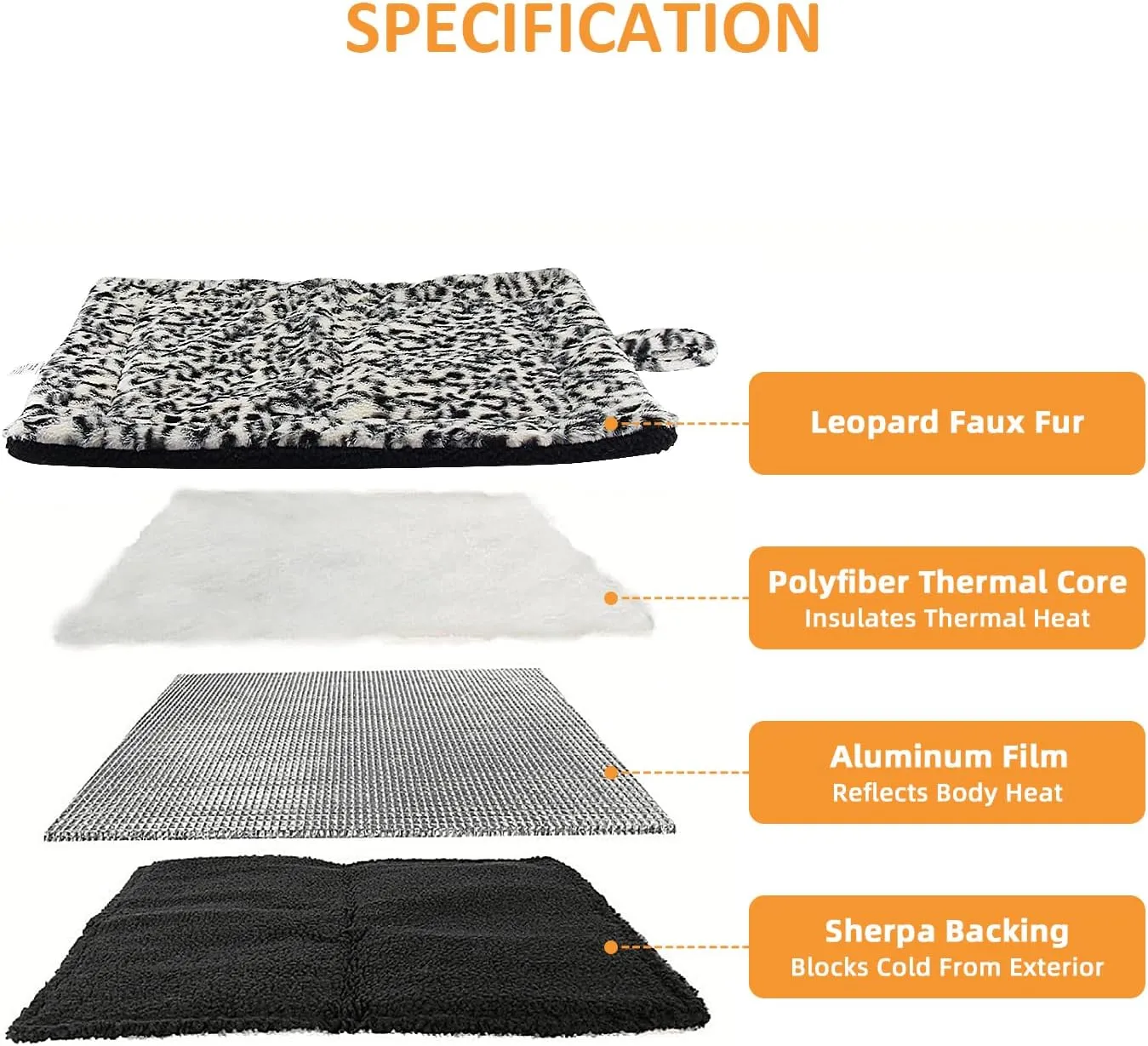 Self-Warming Cat Pad, Self-Heating Thermal Pet Mat for Indoor Outdoor Cats and Small Dogs Bed Mat for Sleeping, Non-Slip Hooks, 22 x 18 Inches, Black/White