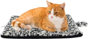 Self-Warming Cat Pad, Self-Heating Thermal Pet Mat for Indoor Outdoor Cats and Small Dogs Bed Mat for Sleeping, Non-Slip Hooks, 22 x 18 Inches, Black/White