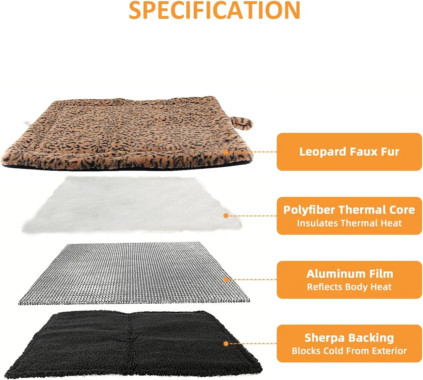 Self-Warming Cat Pad, Self-Heating Thermal Pet Mat for Indoor Outdoor Cats and Small Dogs Bed Mat for Sleeping, Non-Slip Hooks, 30 x 24 Inches,Brown Black