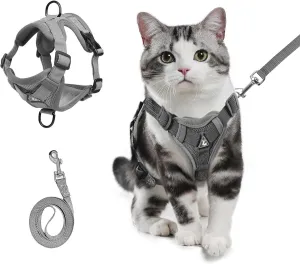 shudyear Summer cat Chest Harness and Leash, Anti-Escape Adjustable Soft mesh cat Leash and Chest Harness Set for All Types of Cats cat Vests (M)