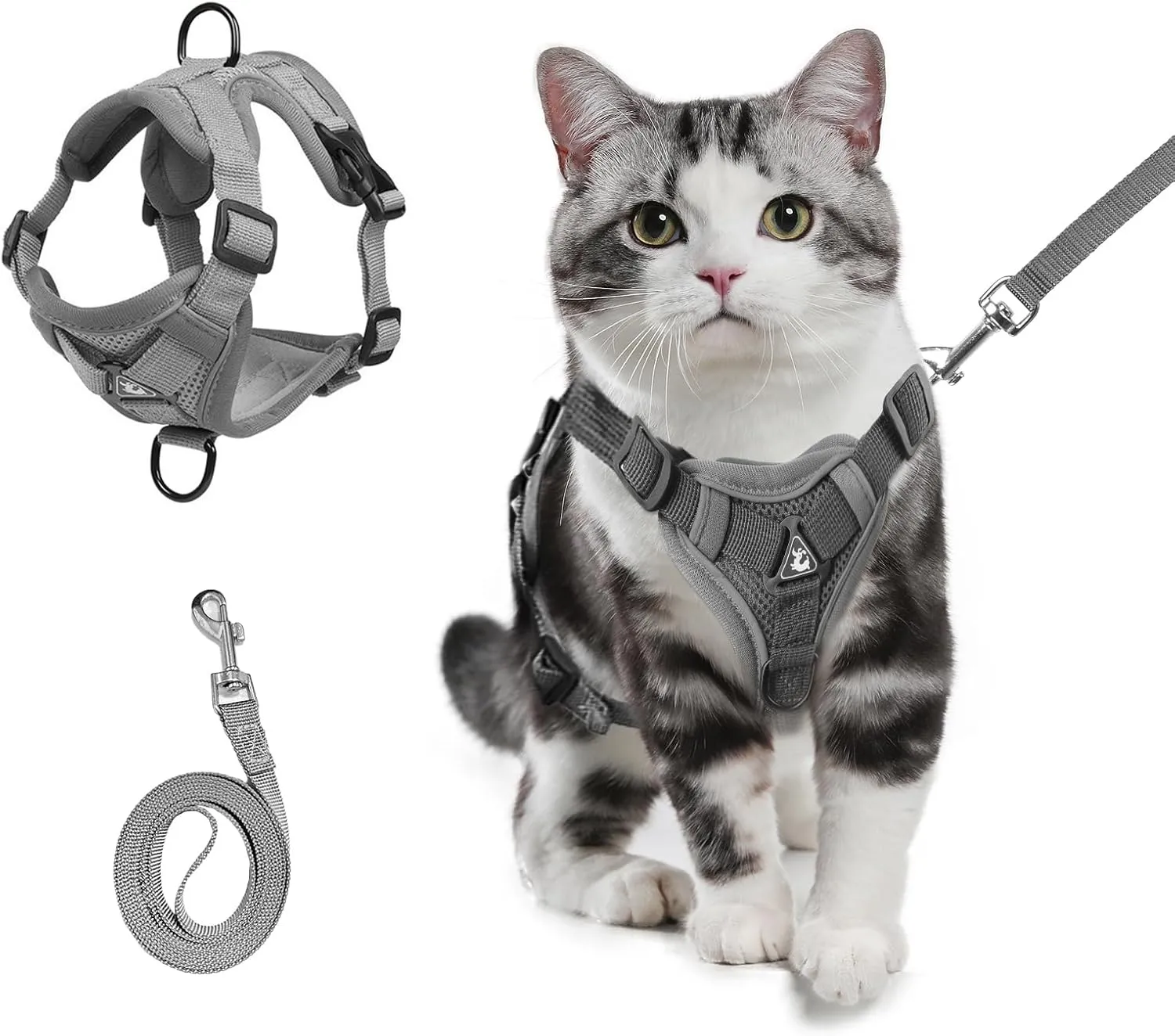 shudyear Summer cat Chest Harness and Leash, Anti-Escape Adjustable Soft mesh cat Leash and Chest Harness Set for All Types of Cats cat Vests (M)