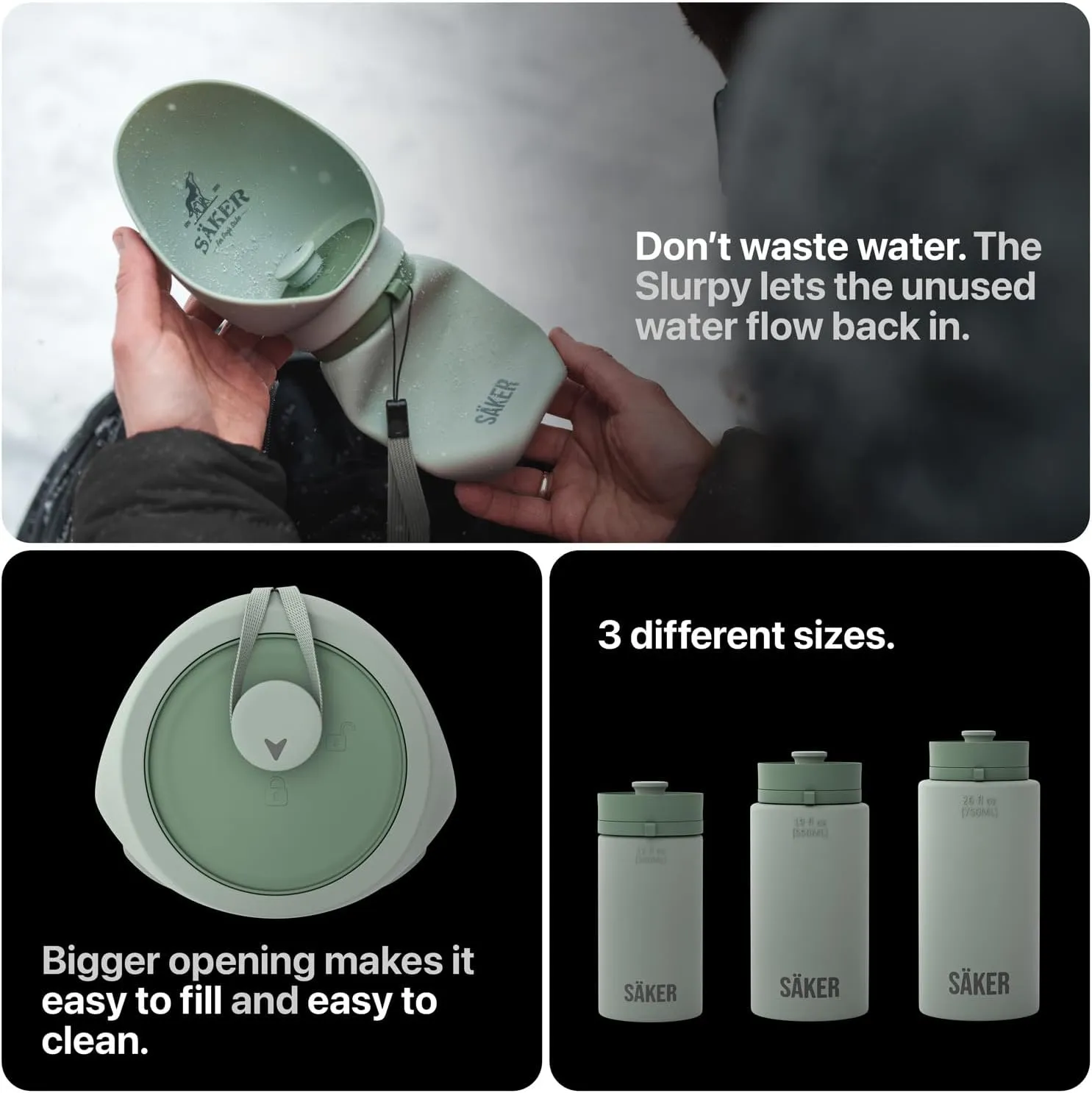 SKER Portable Dog Water Bottle, Collapsible Water Bottle for Dogs Perfect for Walking, Hiking and Outdoors | Works as a Portable Water Bowl | Designed in Montreal - 550ml