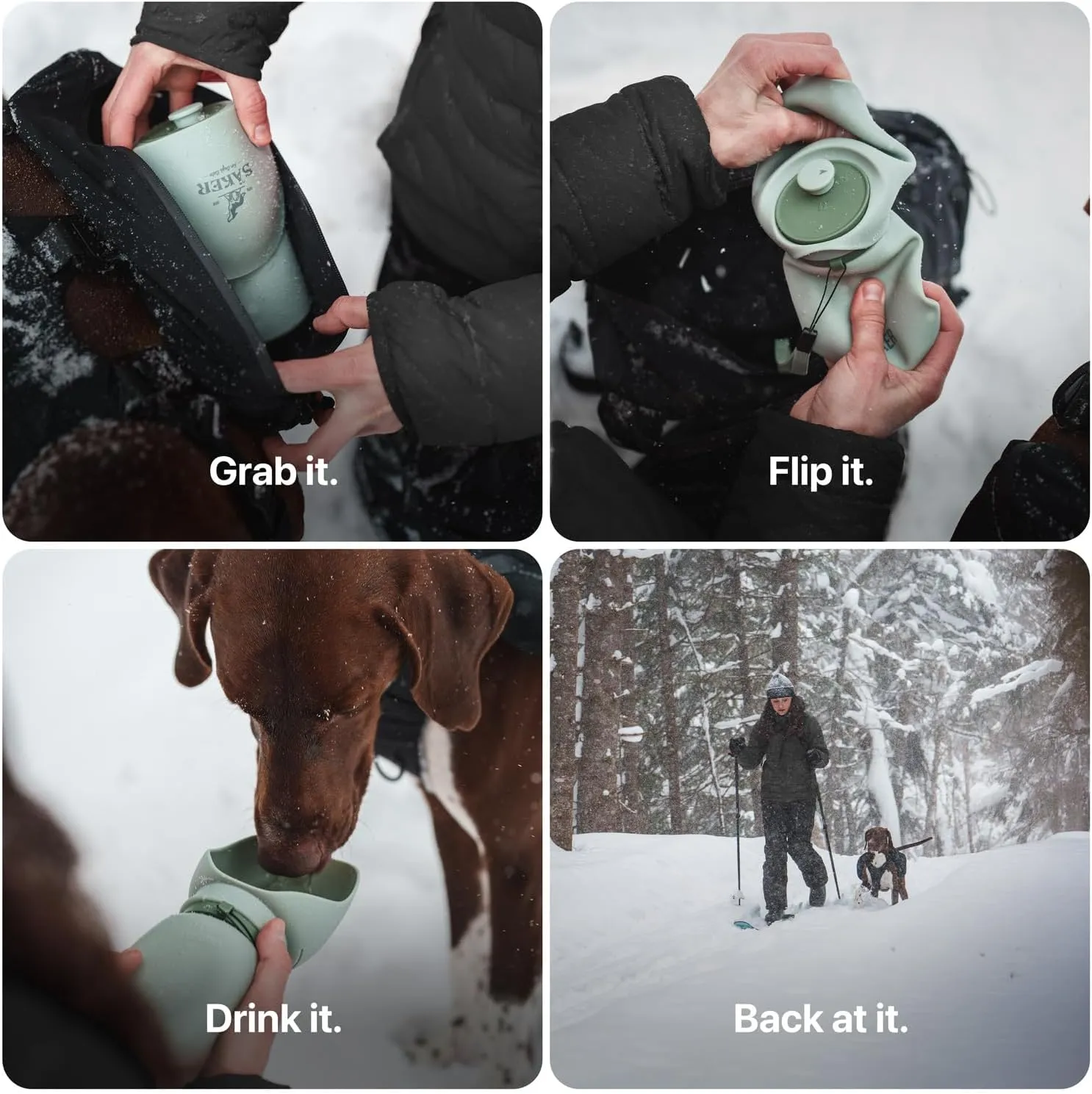 SKER Portable Dog Water Bottle, Collapsible Water Bottle for Dogs Perfect for Walking, Hiking and Outdoors | Works as a Portable Water Bowl | Designed in Montreal - 550ml