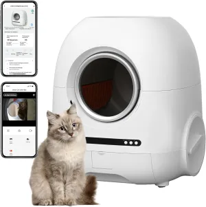 Smart Self Cleaning Litter Box for Multiple Cats, Automatic Cat Litter Box with App Control Odor Removal Safety Protection, 68l 9l Large Capacity, with Garbage Bags,Easy to Use Litter Box