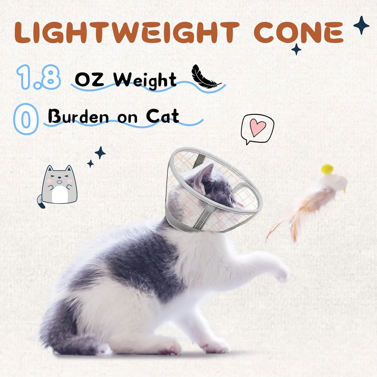 Supet Soft Air Mesh Cat Recovery Cone - Adjustable, Breathable Neck Cone Alternative for Small Kittens, Lightweight, Anti-Scratch