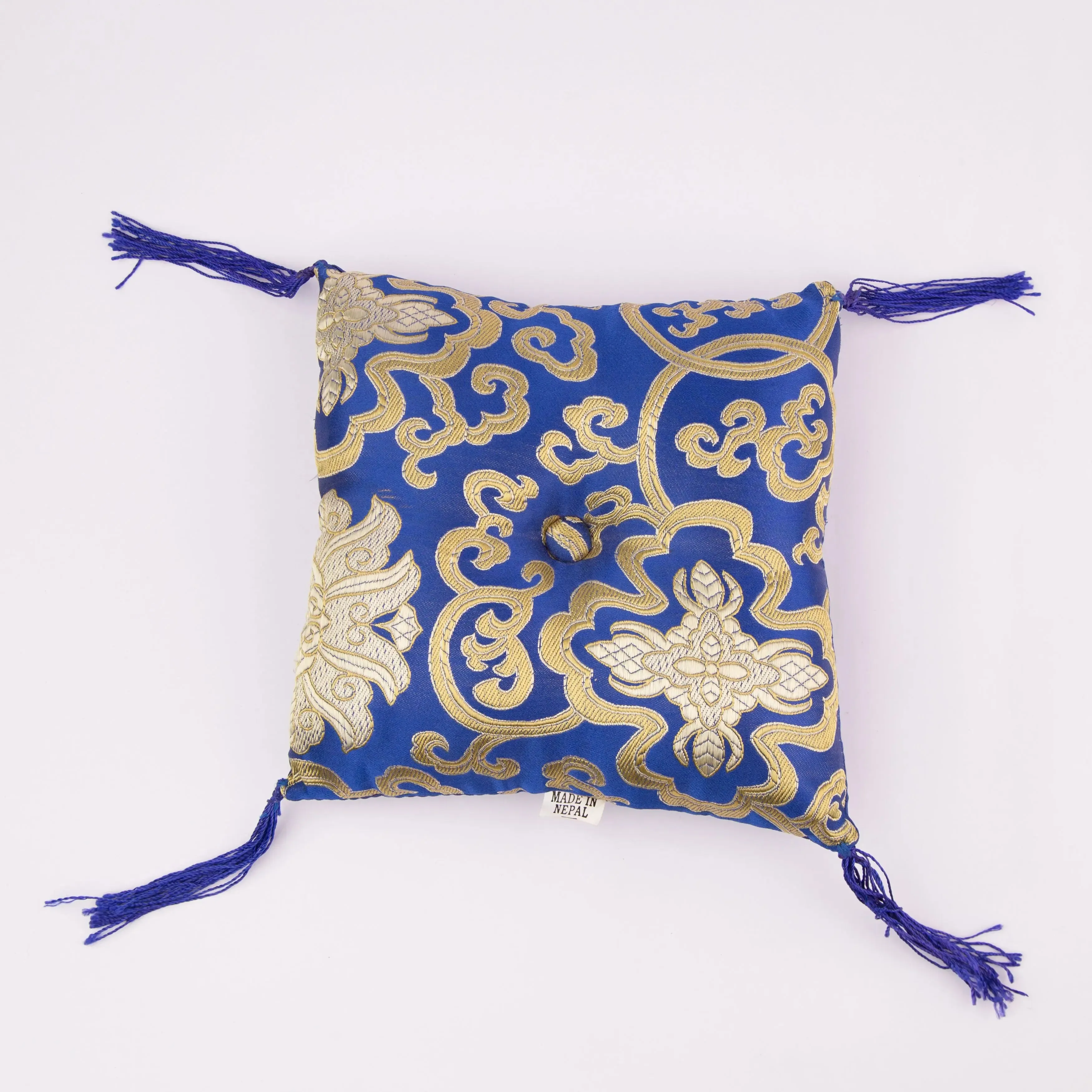 Tibetan singing bowl cushion Handmade Blue Square
