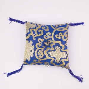 Tibetan singing bowl cushion Handmade Blue Square