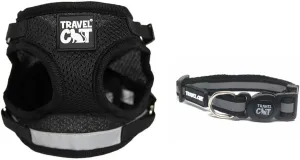 Travel Cat Adjustable Harness and Leash Set   Breakaway Collar for Cats - Secure, Escape-Proof Outdoor Walking Kit (Small, Black)