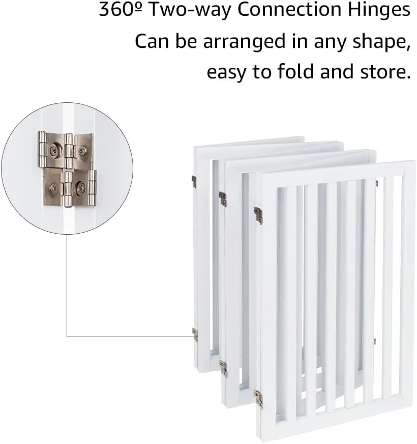 unipaws 120" Extra Wide Pet Gate, Free Standing Dog Gate for Doorways, Stairs, Foldable Gate & Room Divider, Wooden Puppy Playpen, Expandable Barrier for The House, Indoor Use (36" H, White)