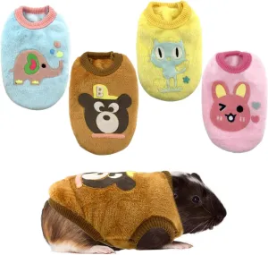 Vehomy 4Pcs Rabbit Bunny Clothes Guinea Pig Clothes Costume Small Pet Cozy Fleece Vest Warm T-Shirt Sweater for Ferret Teacup Poodles Puppy Kitten and Other Small Animals 3XS