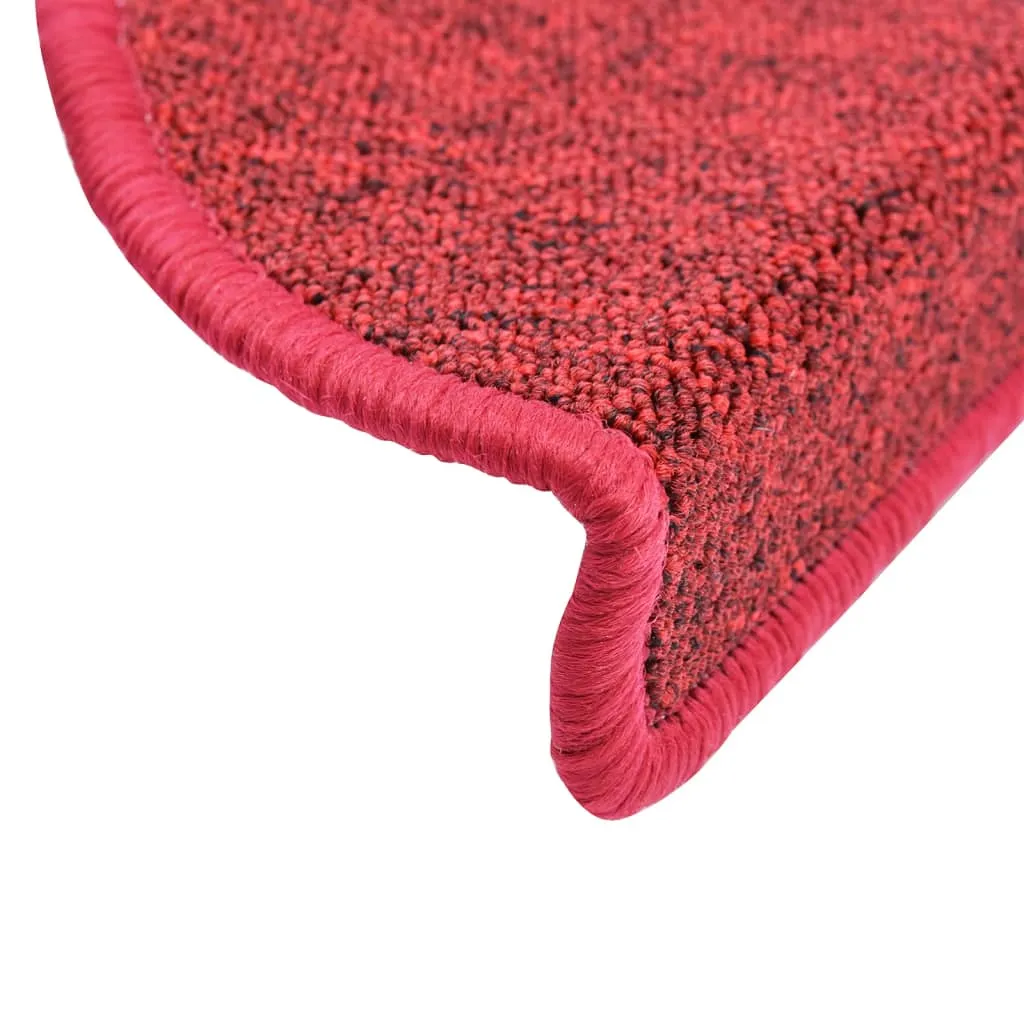 vidaXL Carpet Stair Treads 15 pcs Bordeaux Red 56x17x3 cm